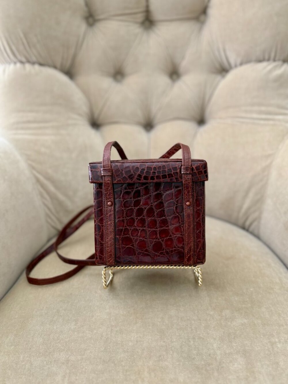 VTG Auth. MAXIMA Italy Genuine Alligator MINI Camera Minaudiere Croassbody Bag - Picture 5 of 8